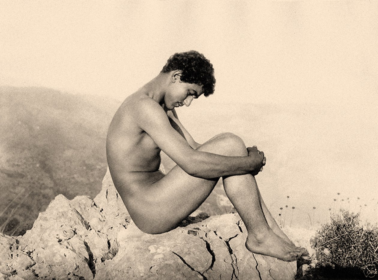 Study of a Male Nude on a Rock, Taormina, Sicily by Baron Wilhelm von Gloeden