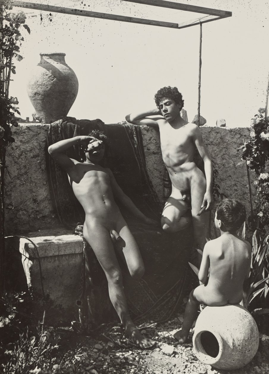 Three Boys in a Garden by Baron Wilhelm von Gloeden