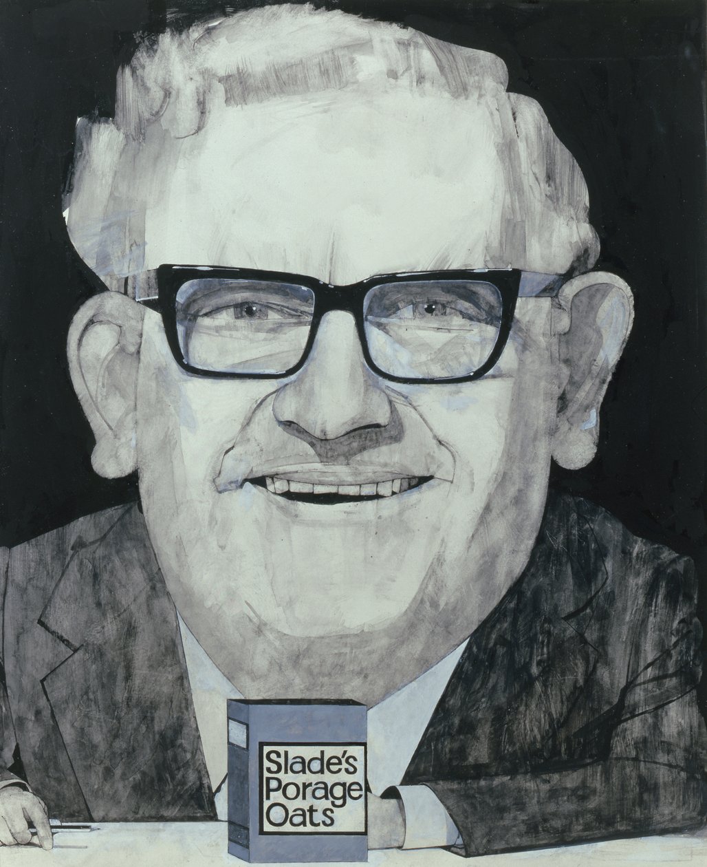 Portrait of Ronnie Barker, illustration for The Listener, 1970s by Barry Fantoni