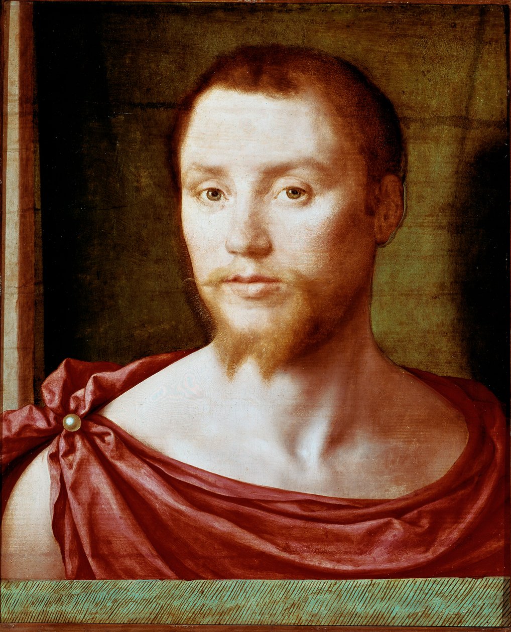 Portrait of Man with the Antique Red Man Face with Double-Pointed Beard by Bartholomeus (active 1518 1541) Pons
