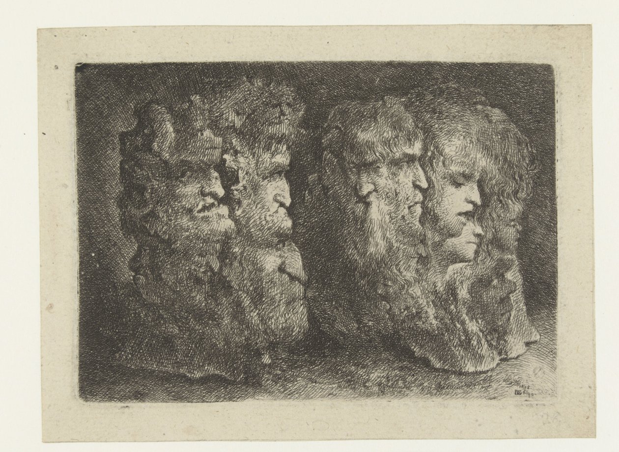 Various Heads of Men, Animals, and Mascarons by Bartholomeus Breenbergh