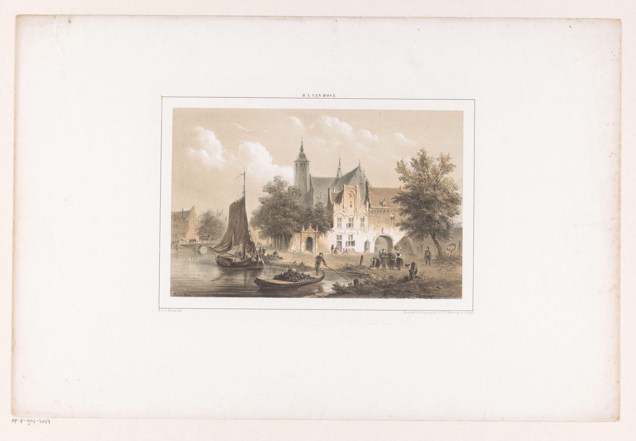 Cityscape with River and Church by Bartholomeus Johannes van Hove