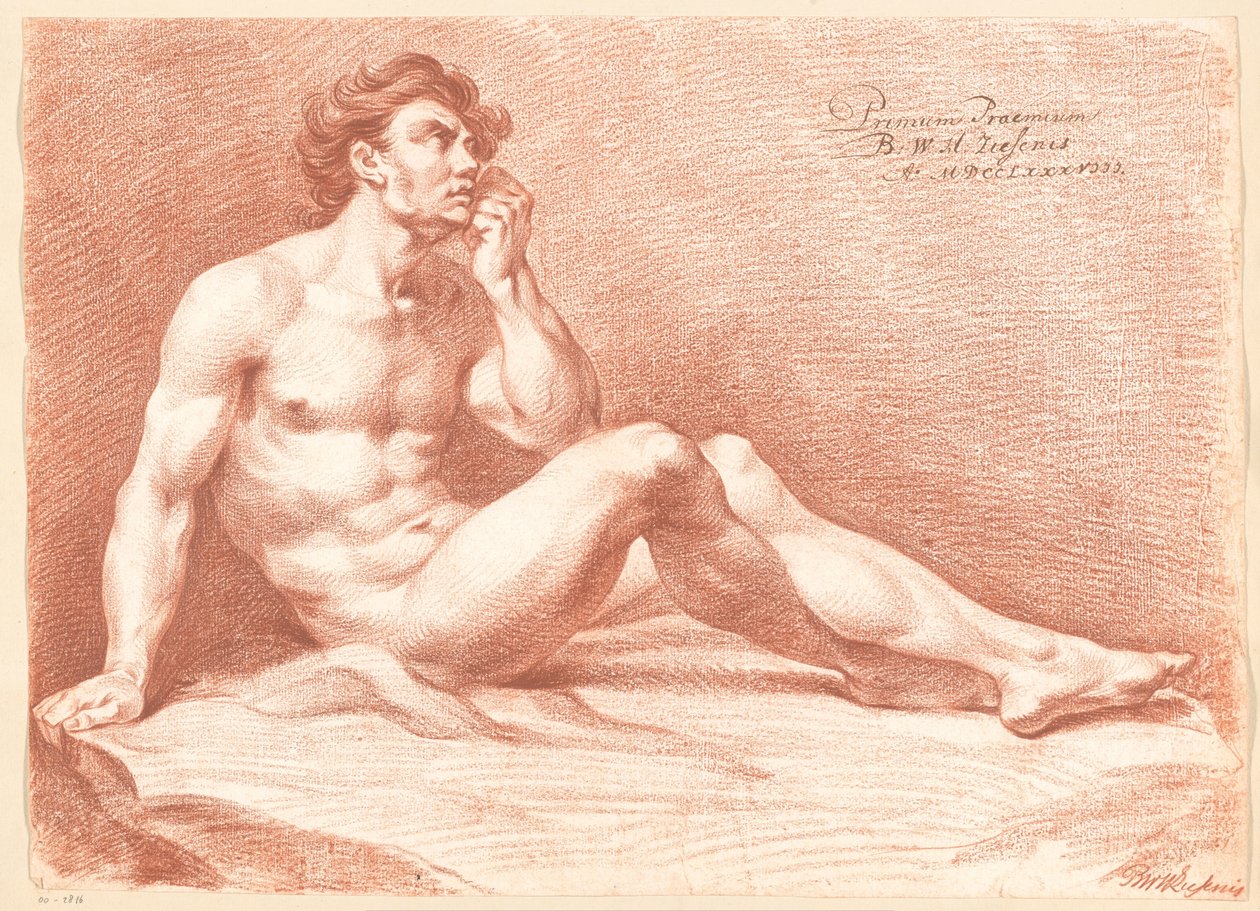 Seated Male Nude, Seen from the Side (1st Prize 1788) by Bartholomeus Ziesenis