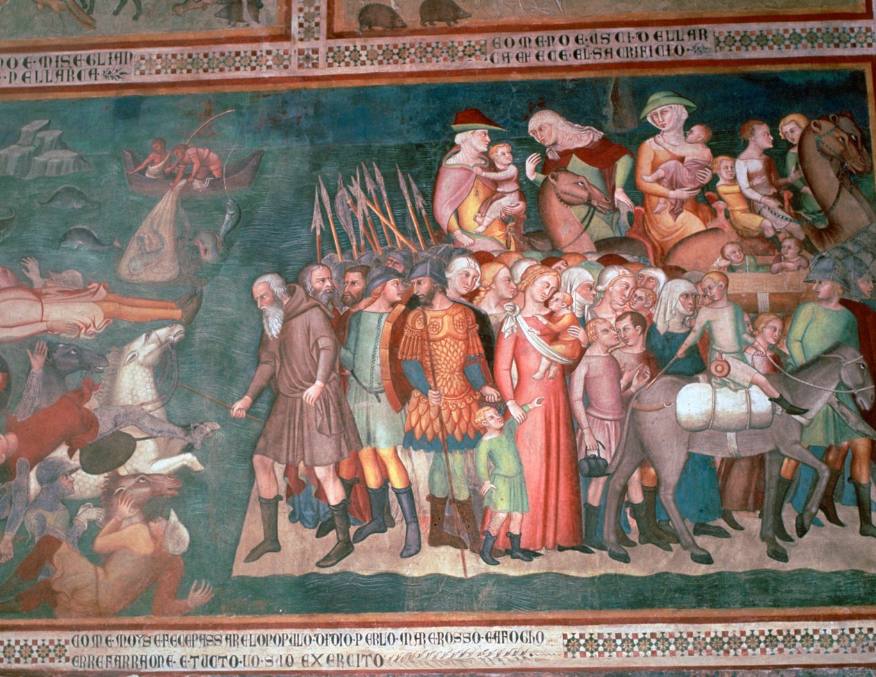 Fresco of the Israelites Crossing the Red Sea, 14th century by Bartolo di Fredi