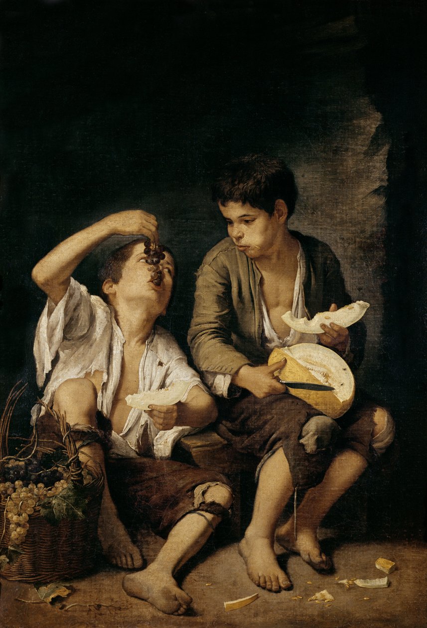 Two Children Eating a Melon and Grapes, 1645-46 by Bartolomé Esteban Murillo