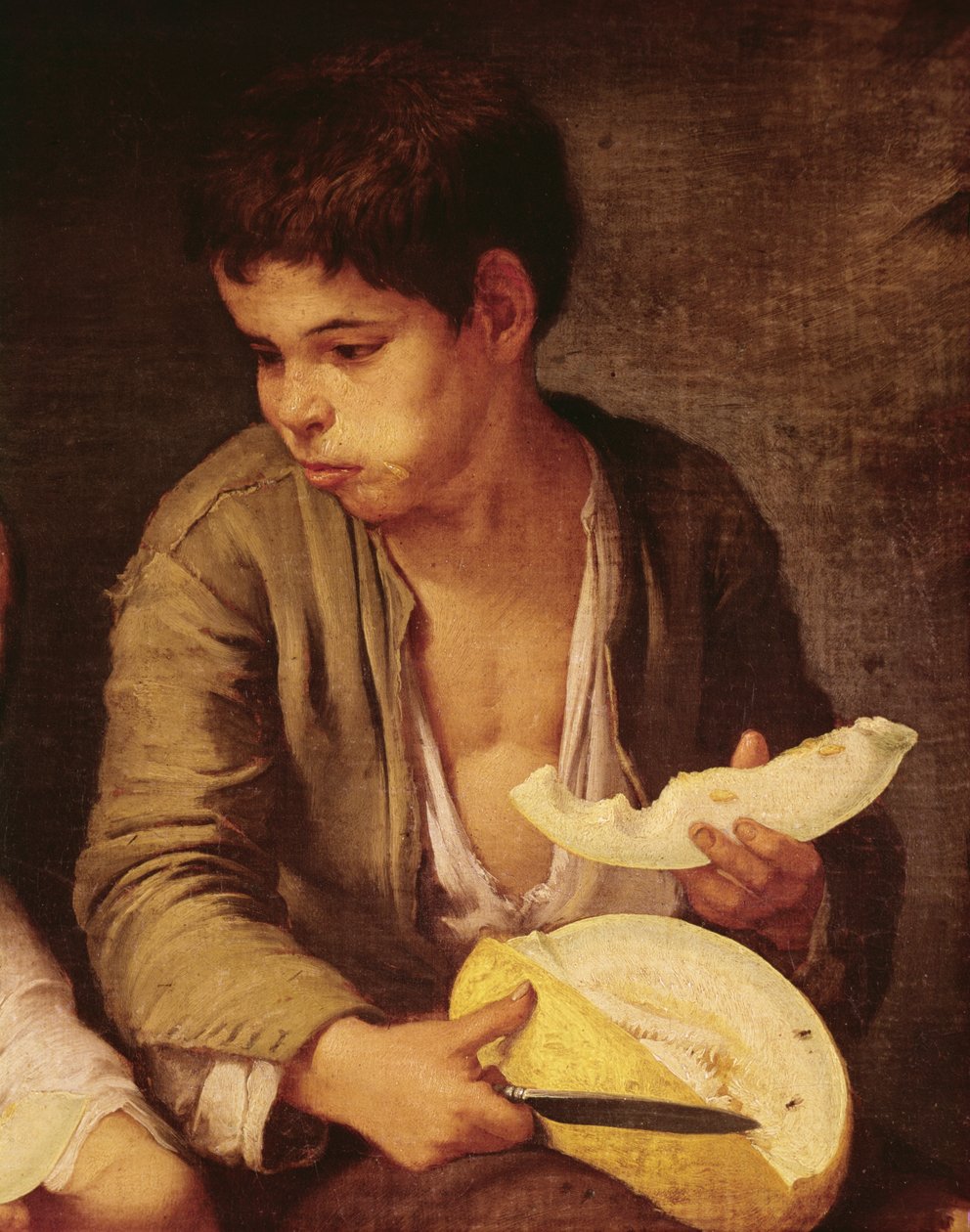 Two Children Eating a Melon and Grapes (detail) by Bartolomé Esteban Murillo