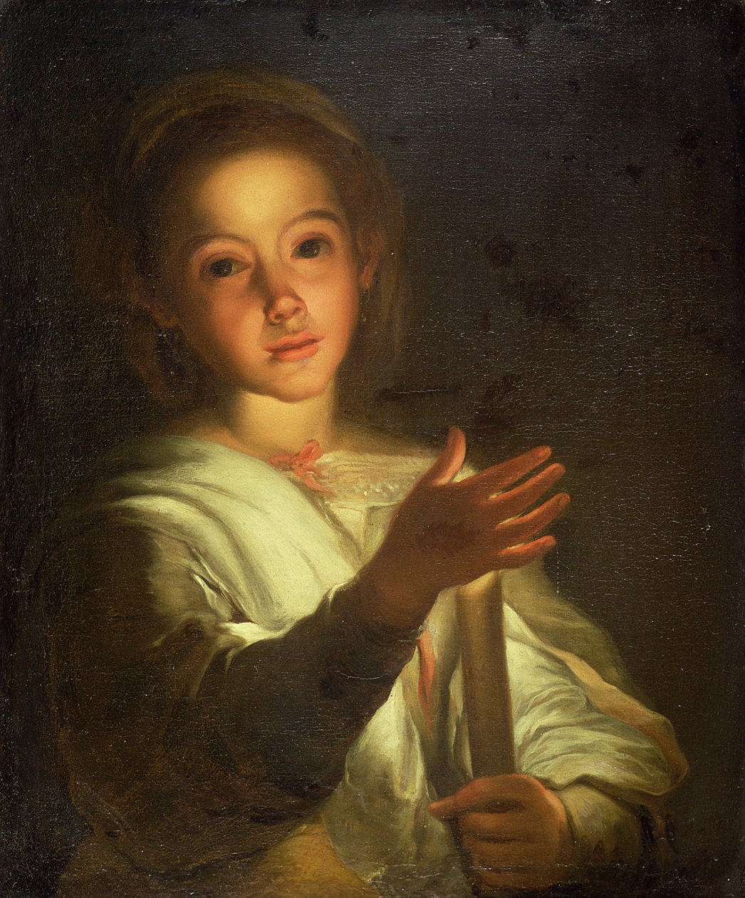 A Young Girl Shading a Candle by Bartolome Esteban (follower of) Murillo