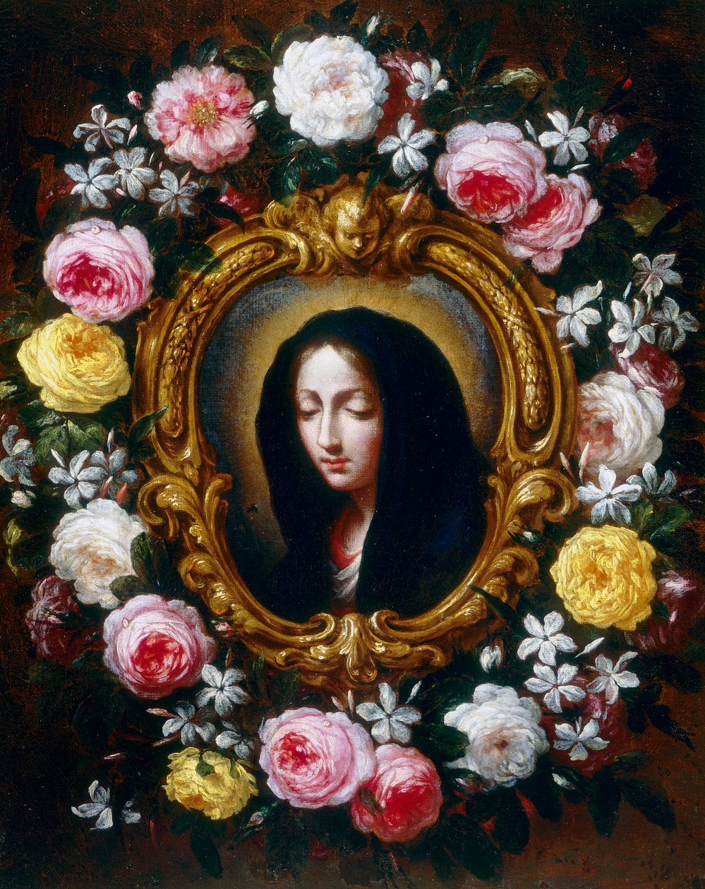 Madonna in a garland of roses and jasmine by Bartolomeo Bimbi