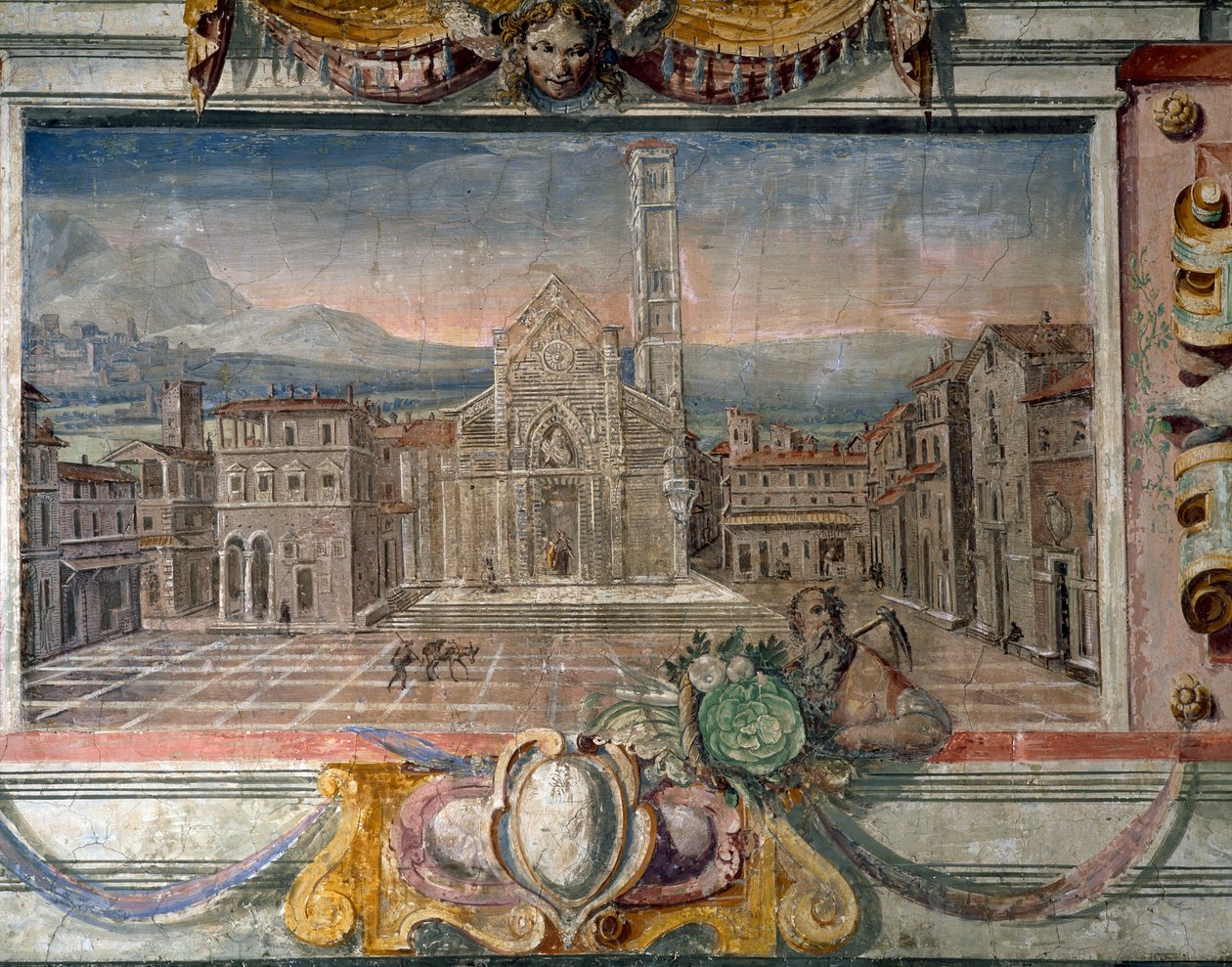 Bedroom, Frieze Depicting Towns under Medici Rule, Possibly Lucca (detail) by Bartolomeo Ammannati