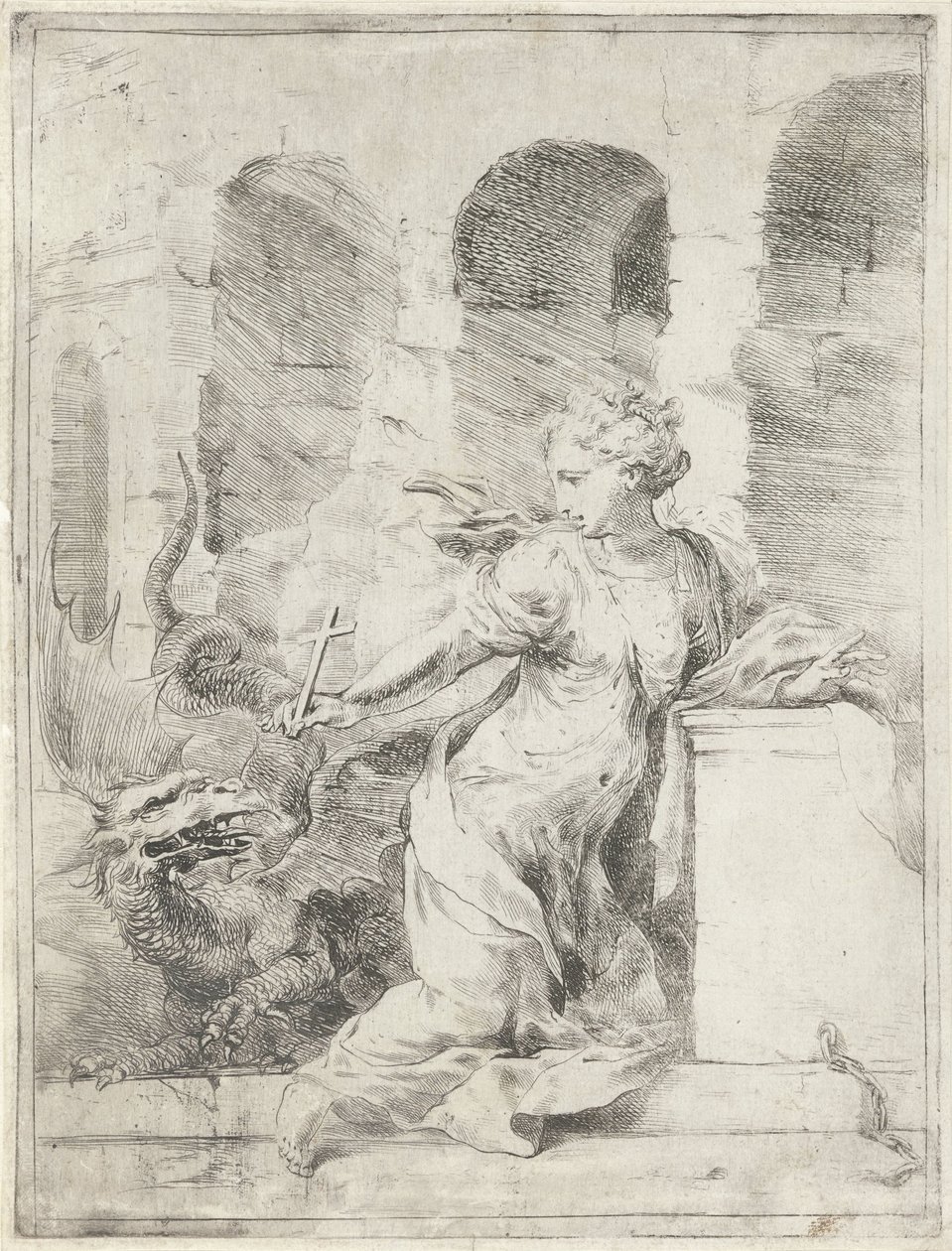 Margaret of Antioch Defies the Dragon by Bartolomeo Biscaino
