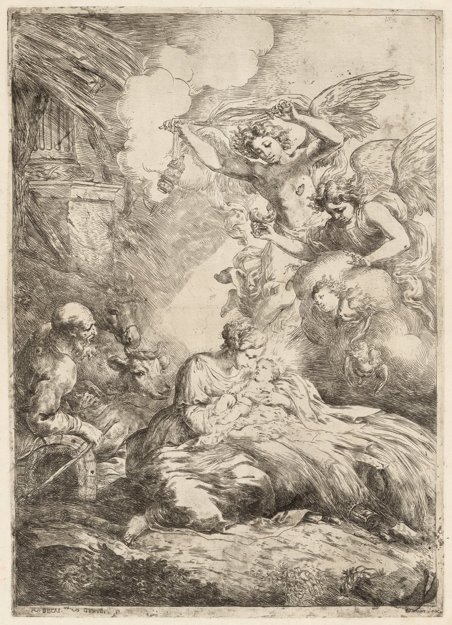 The Holy Family Adored by Angels The Large Nativity by Bartolomeo Biscaino