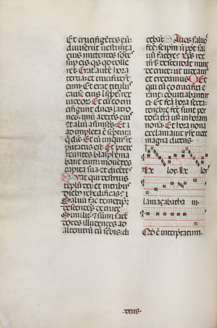Missale: Fol. 128v: Contains Music for Hely Hely Lama etc. within St. Mattion Passion by Bartolomeo Caporali