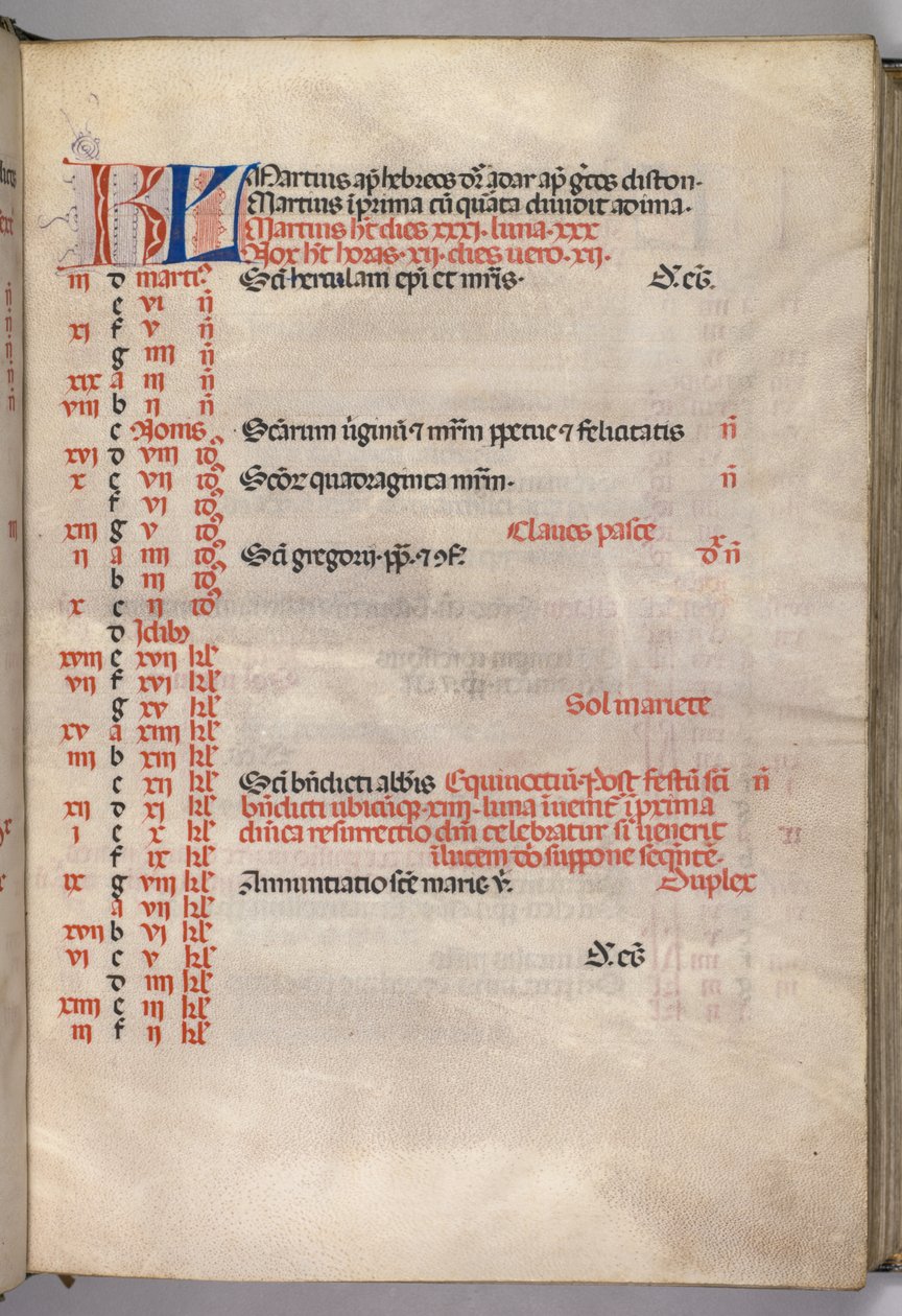 Missale: Fol. 4r: March Calendar Page by Bartolomeo Caporali