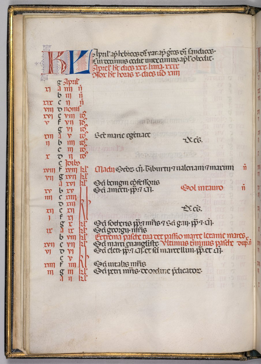 Missal: Fol. 4v: April Calendar Page, 1469 by Bartolomeo Caporali