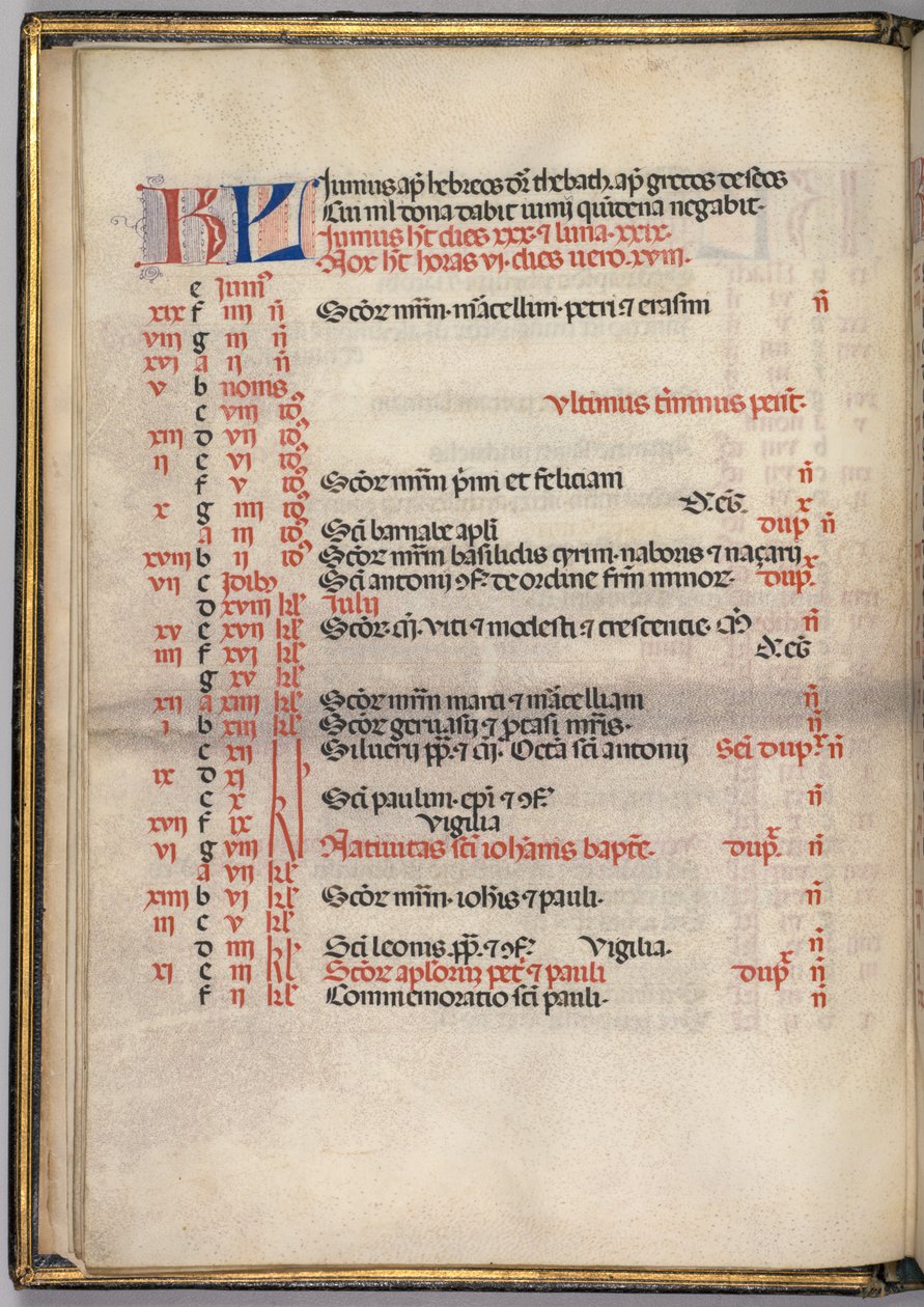Missale: June Calendar Page by Bartolomeo Caporali