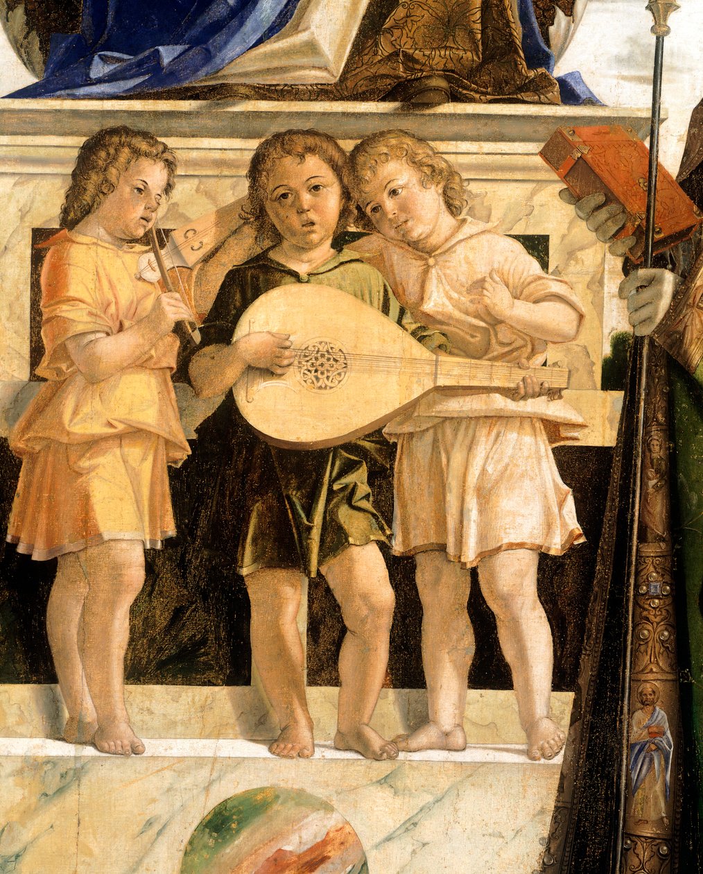 Madonna and Child Enthroned with the Saints John the Baptist, Bartolomew and Sebastian (detail) by Bartolomeo Montagna