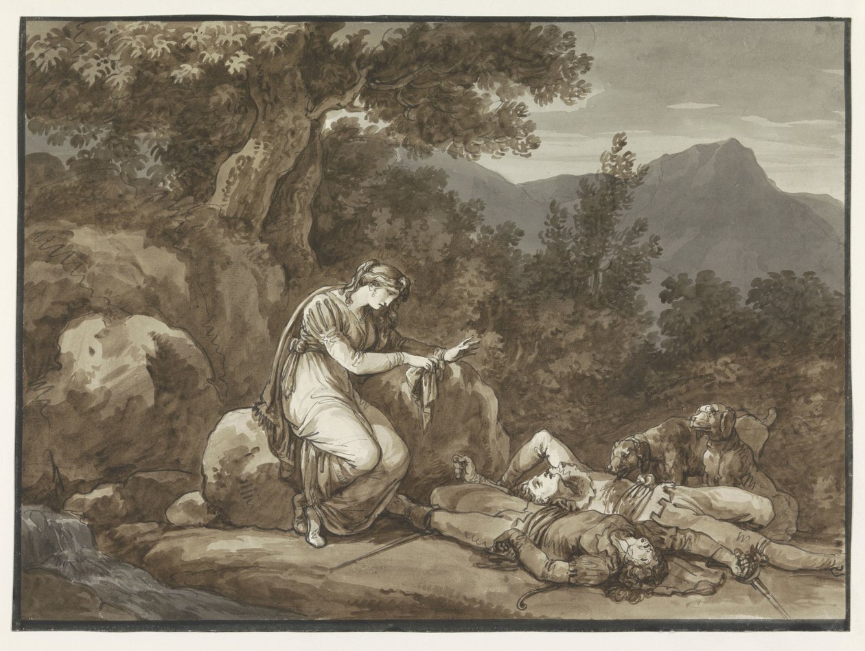 Colma Lamenting the Death of Salgar and Her Brother by Bartolomeo Pinelli