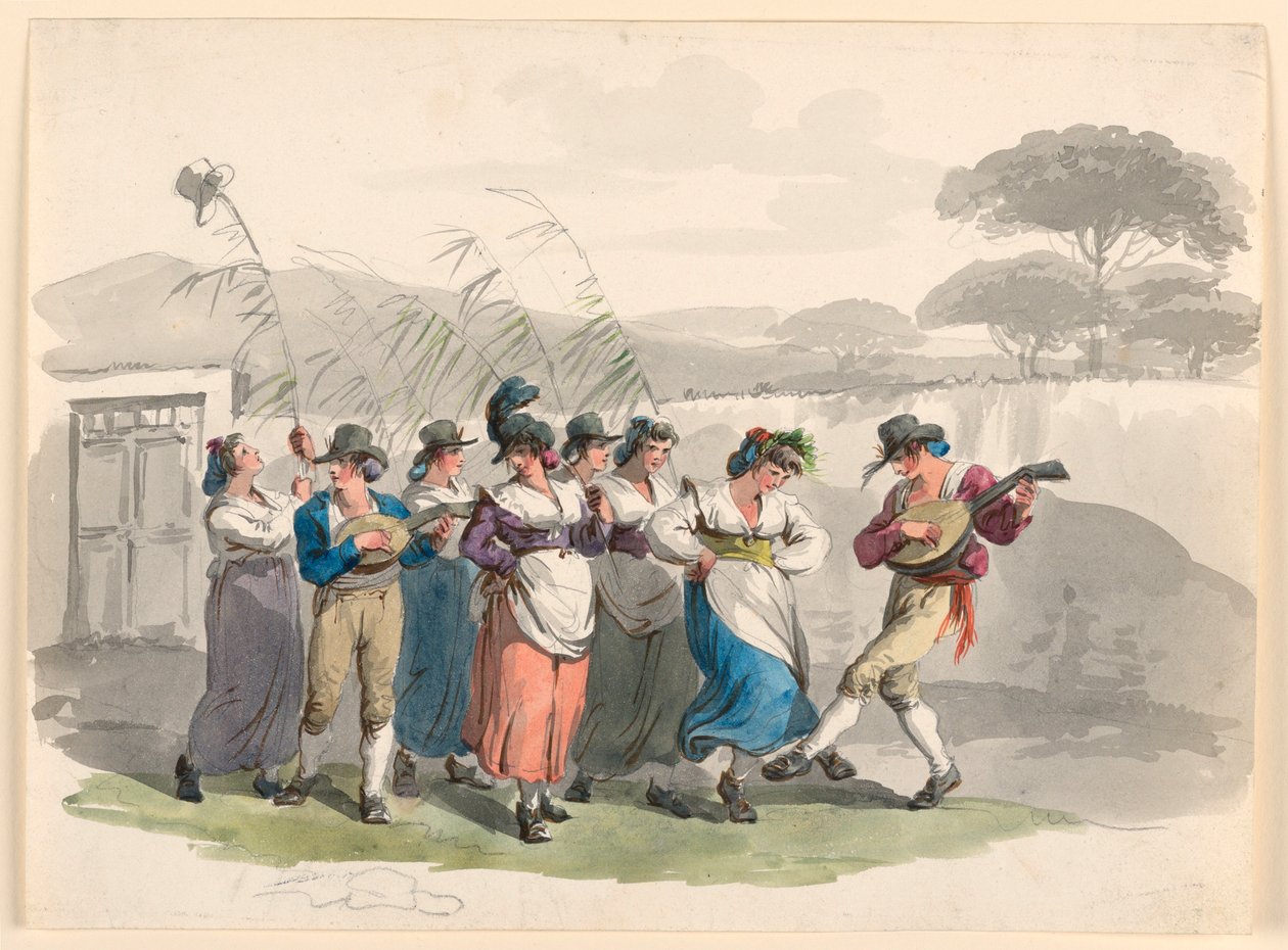 Saltarello Romano, Dancing Peasants In The Neighborhood Of Rome, 1807-08 by Bartolomeo Pinelli