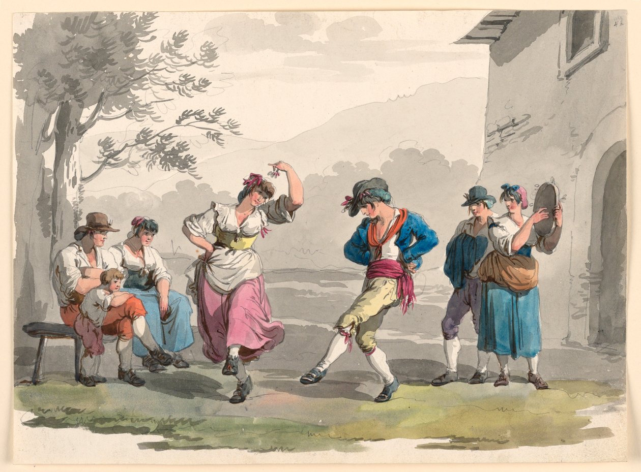 Saltarello Romano, Dancing Peasants In The Neighborhood of Rome, 1807-08 by Bartolomeo Pinelli