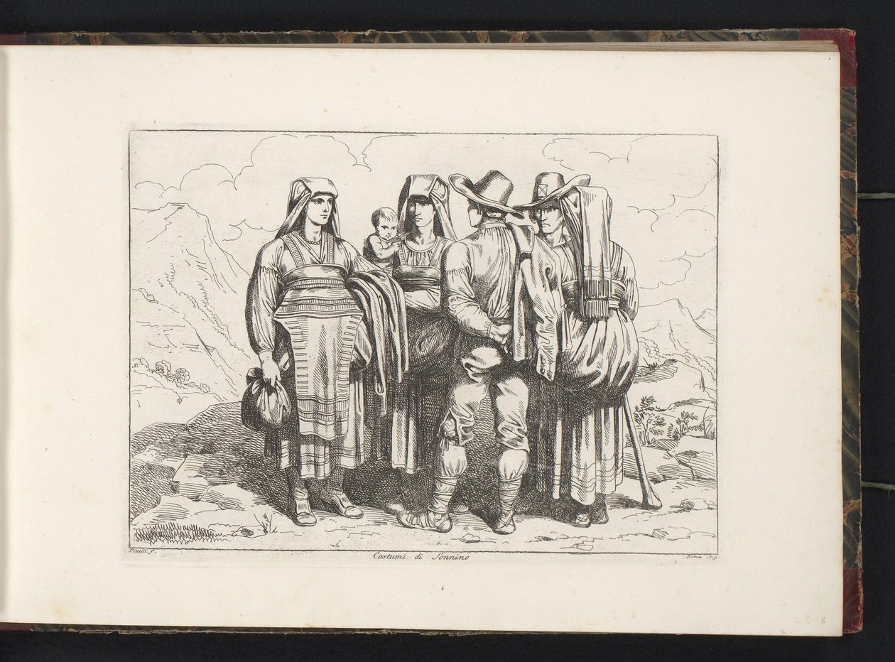 Three Women and Two Men from Sonnino by Bartolomeo Pinelli