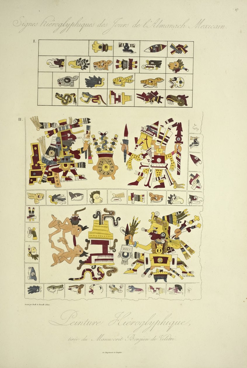 Hieroglyphic Paintings, from the Borgia Manuscript at Veletri, Illustration from 