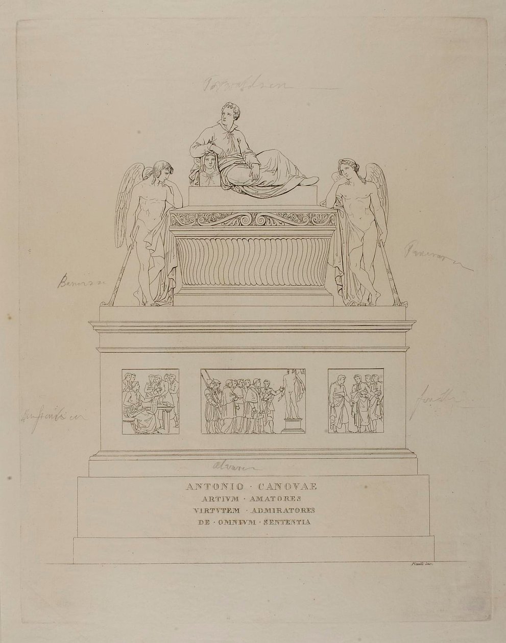 Monument to Antonio Canova, Sketch by Bartolomeo Pinelli