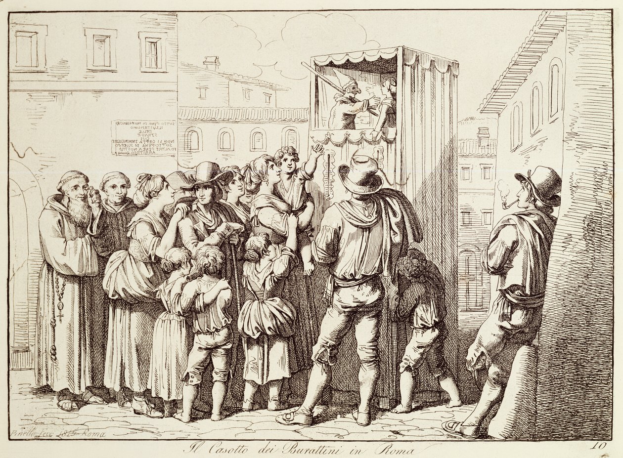 Puppet booth in Rome by Bartolomeo Pinelli