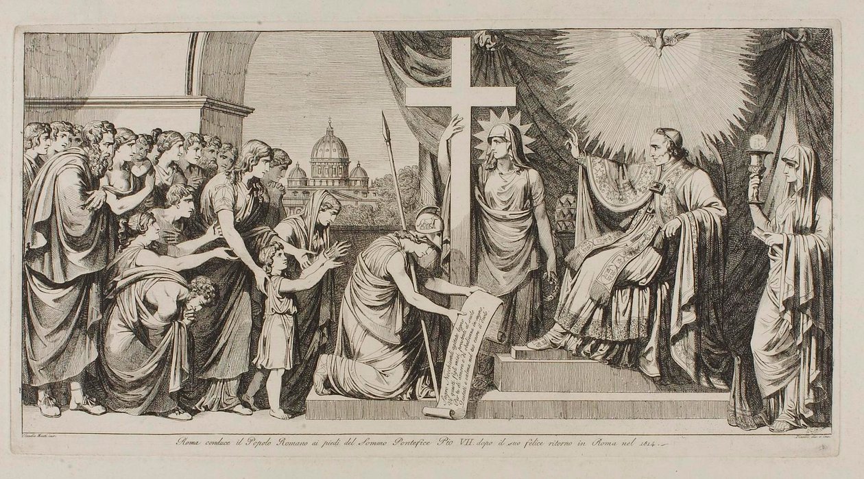 Rome Leads the Roman People to Pius VII after His Return to Rome 1814 by Bartolomeo Pinelli