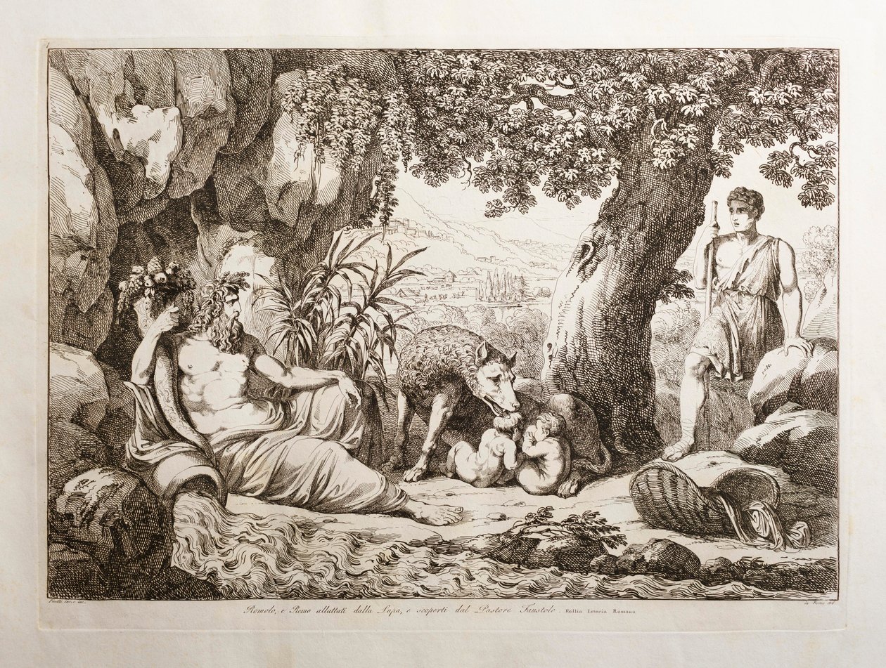 Romulus and Remus Suckling the Wolf by Bartolomeo Pinelli