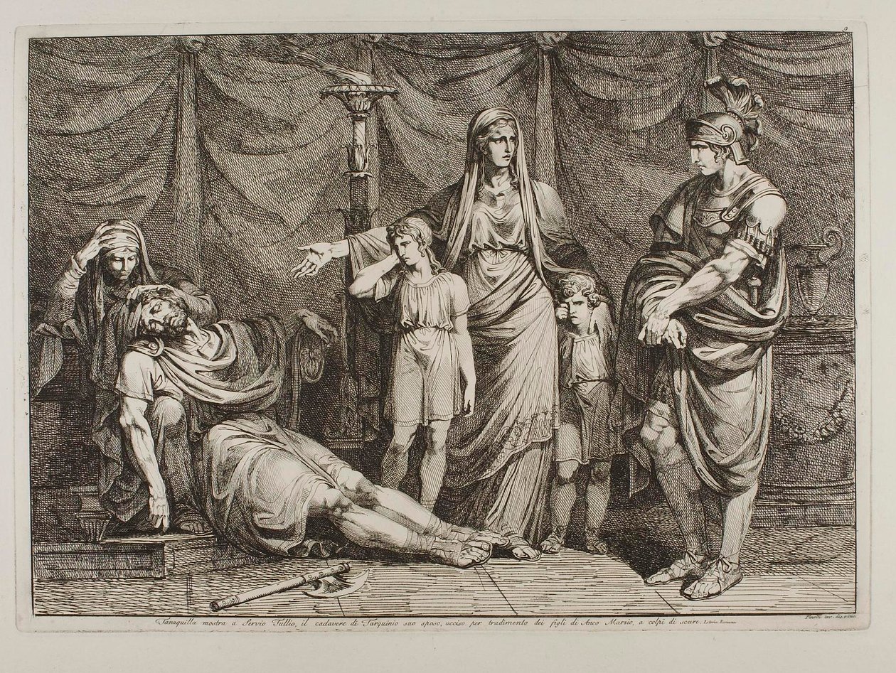 Tanaquilla Shows the Dead Body of Tarquinio for Servius Tullius by Bartolomeo Pinelli