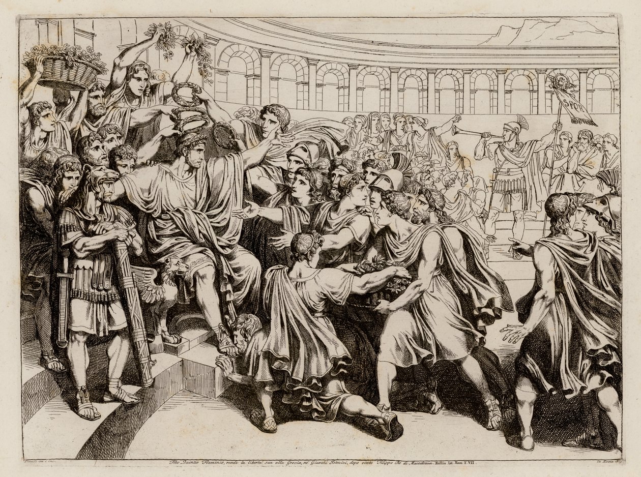 Titus Quinctius Flamininus proclaiming the freedom of the Greek states by Bartolomeo Pinelli