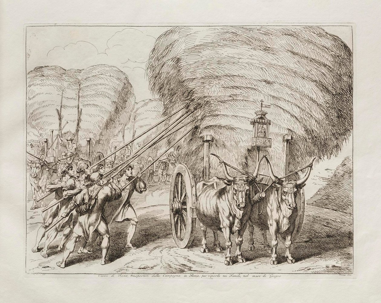 Wagons with Hay Transported from the Country to Rome to be Brought to the Barns in the Month of June by Bartolomeo Pinelli