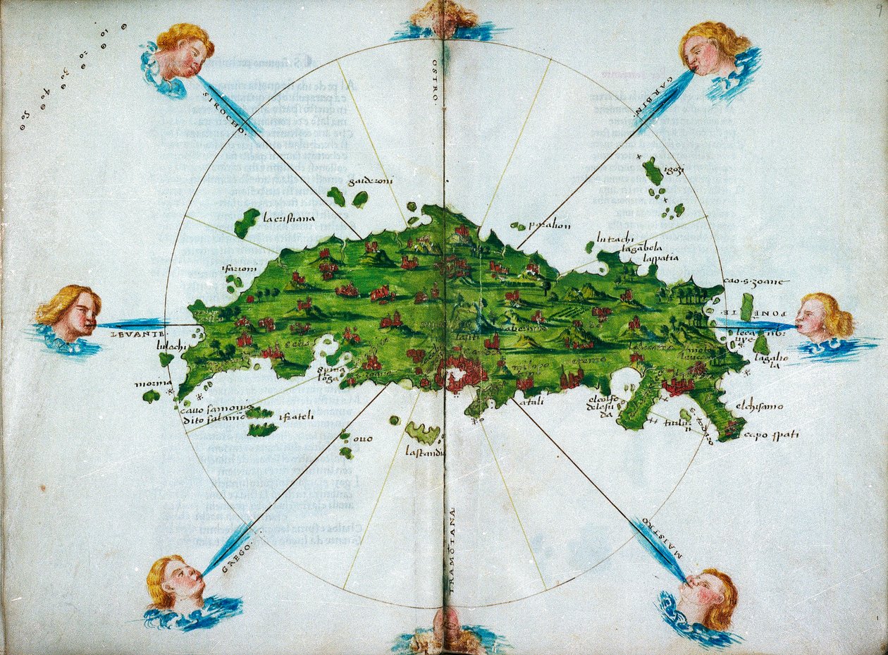 Isolario, in verse, with coloured drawings and a chart of the eastern Mediterranean on vellum by Bartolomeo da li Sonetti