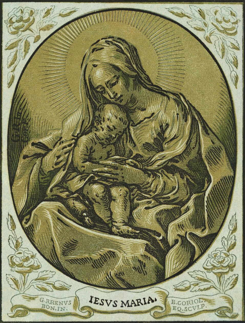 Madonna and Child, Chiaroscuro Woodcut, by Bartolommeo Coriolano by Bartolommeo Coriolano