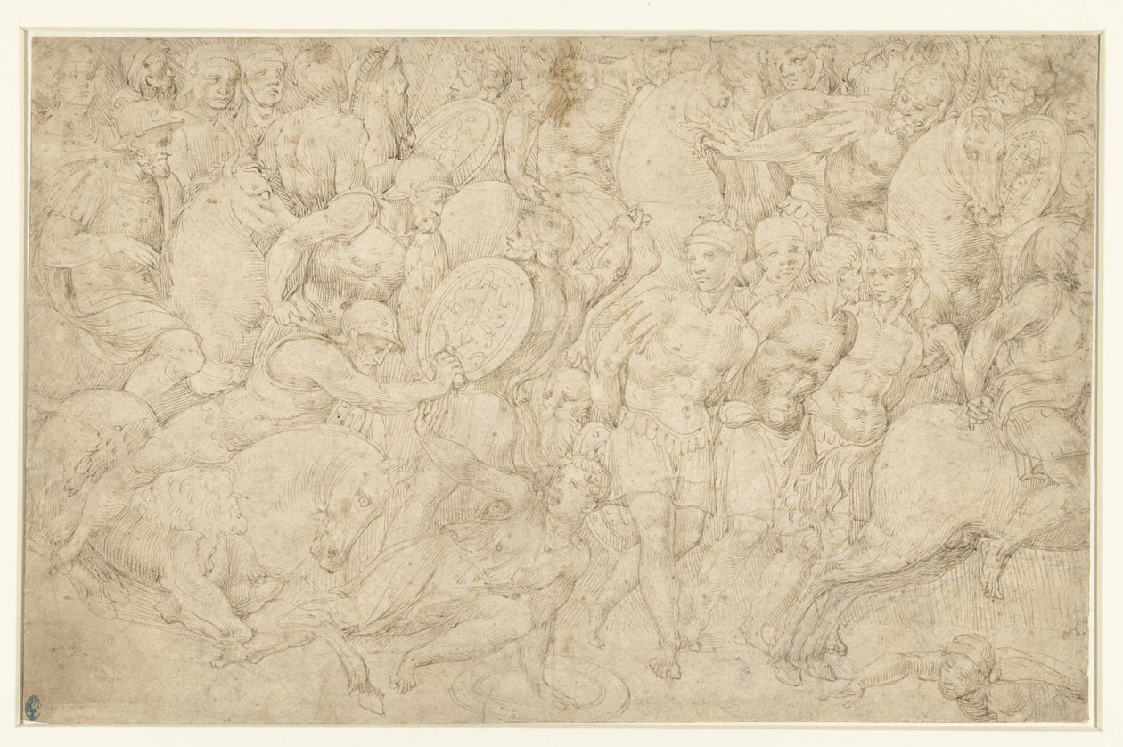 Battle Between Cavalry and Infantry and the Leading Away of Prisoners by Bartolommeo Neroni (attributed to)