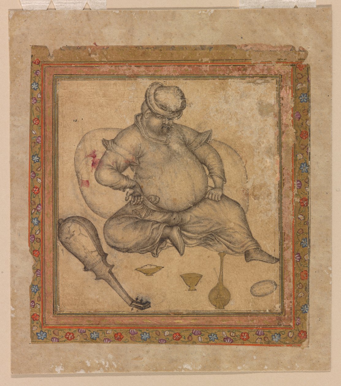 Drunk European Seated on Ground by Basawan Basawan