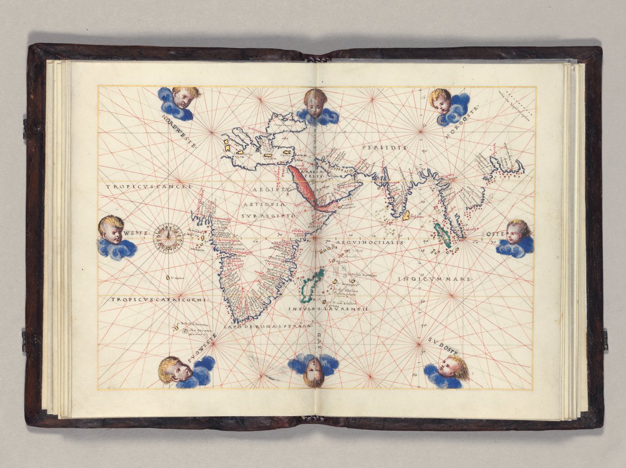 Chart 3: Indian Ocean, Portolan Atlas of the World, Venice by Battista Agnese