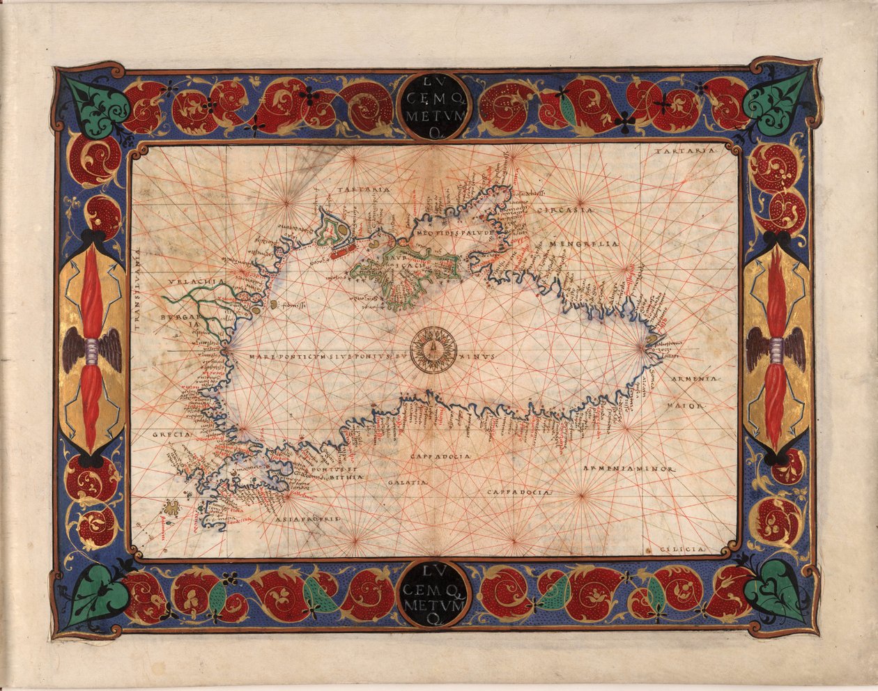Map of the Black Sea Including Part of Present-Day Romania, Bulgaria, Turkey, Ukraine, and Russia by Battista Agnese