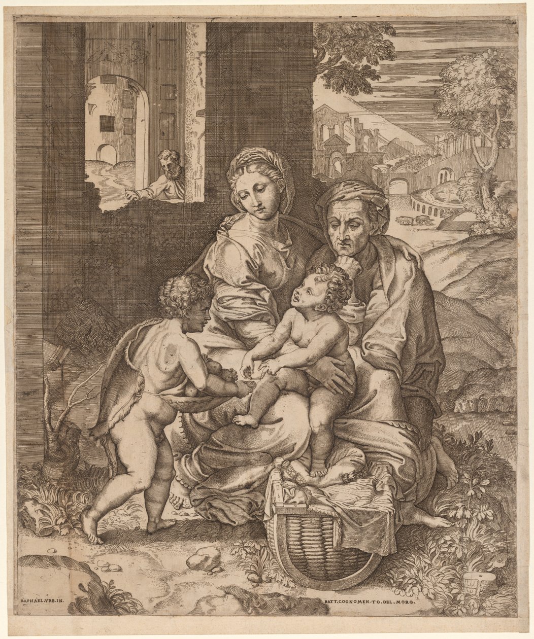 The Holy Family (La Perla) (after Raphael) by Battista Angolo del Moro