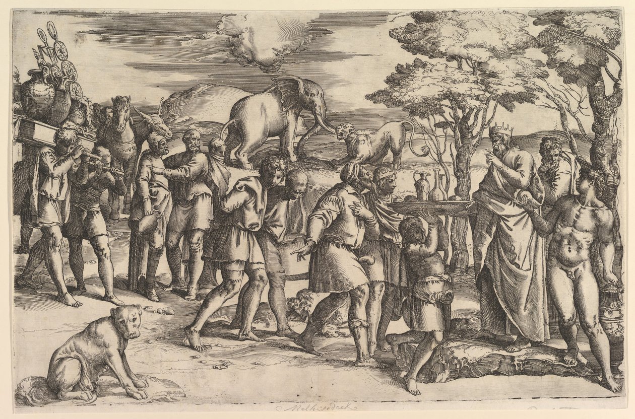 Melchizadek Offering Bread and Wine to Abraham by Battista Franco Veneziano