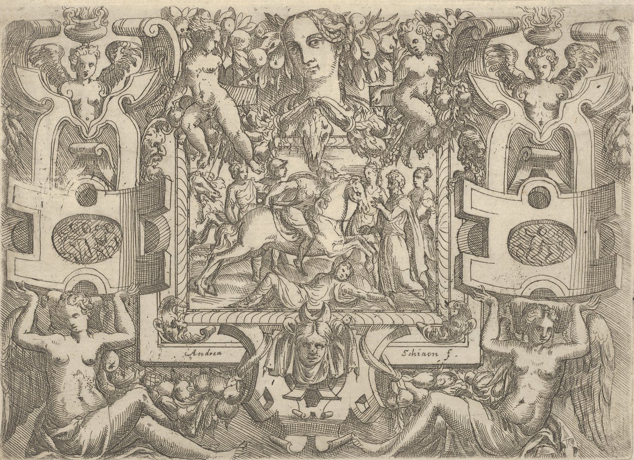 Figure on Horseback Holding a Sword and Riding Over a Figure Lying on the Ground by Battista del Moro