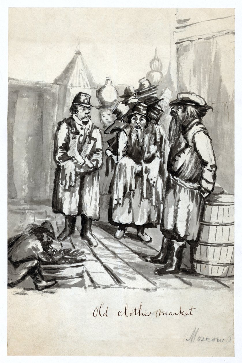 Old Clothes Market, Moscow, published c.1862 by Bayard Taylor