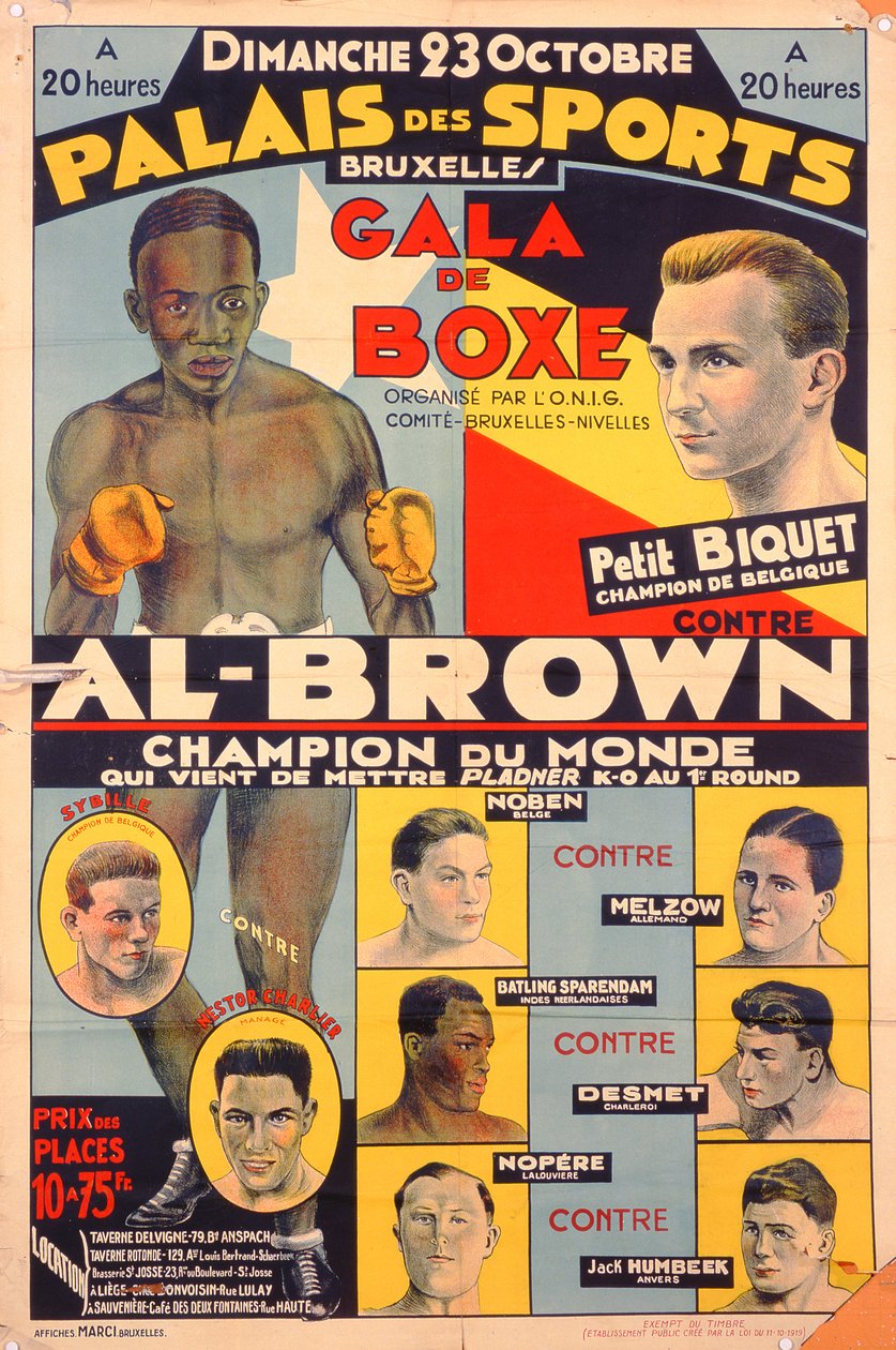 Poster advertising a boxing gala at the Palais des Sports, Brussels by Belgian School