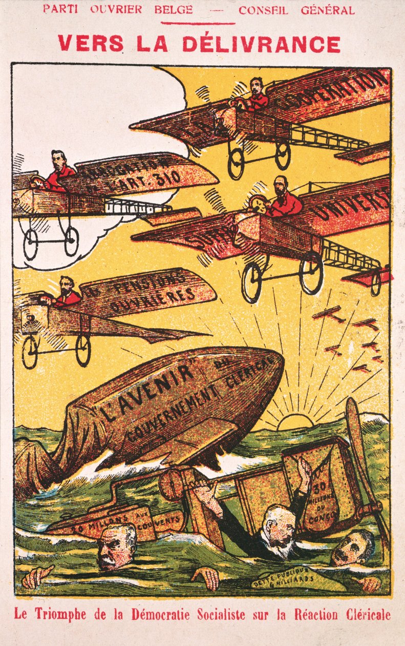Poster advertising the Parti Ouvrier Belge (Belgian Workers Party) pre 1914 by Belgian School
