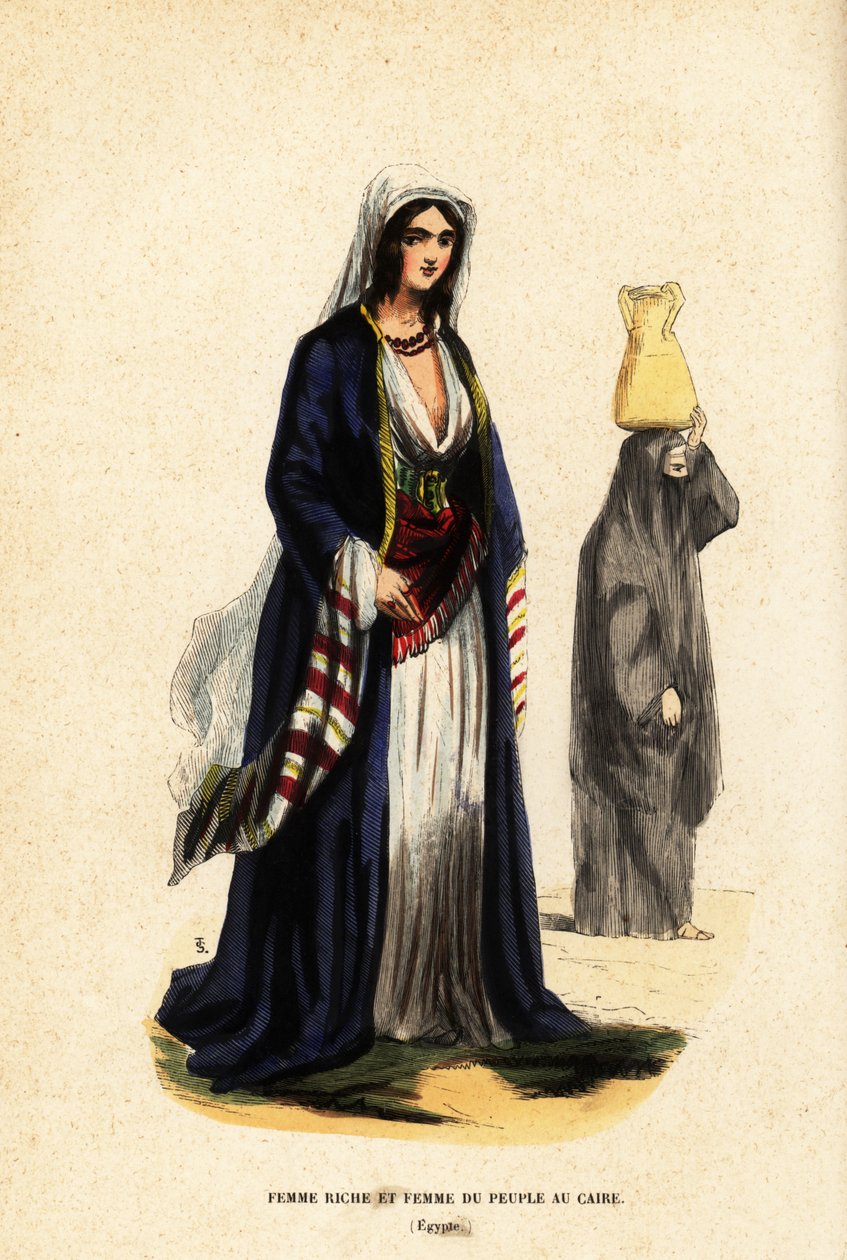 Rich woman and woman of the people, Cairo, Egypt by Belgian School