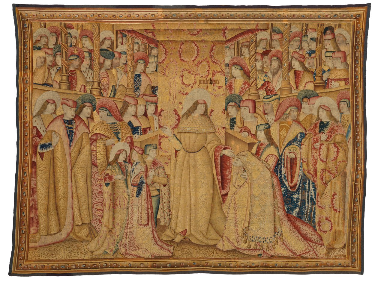 Tapestry, Jonathan Maccabeus Receiving a Purple Robe, Made in Brussels, Belgium, c.1490-1500 by Belgian School