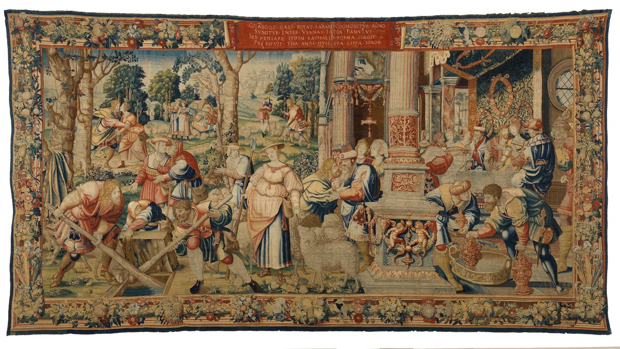 Tapestry, Story of Laban, Jacob and Rachel, Genesis XXIX, Made in Brussels, Belgium, c.1530 by Belgian School