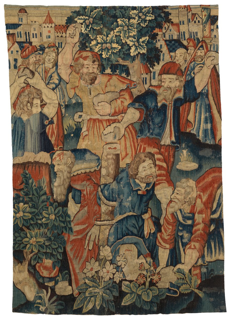 Tapestry Fragment Depicting the Stoning of the Elders, Possibly Made in Brussels, Belgium by Belgian School