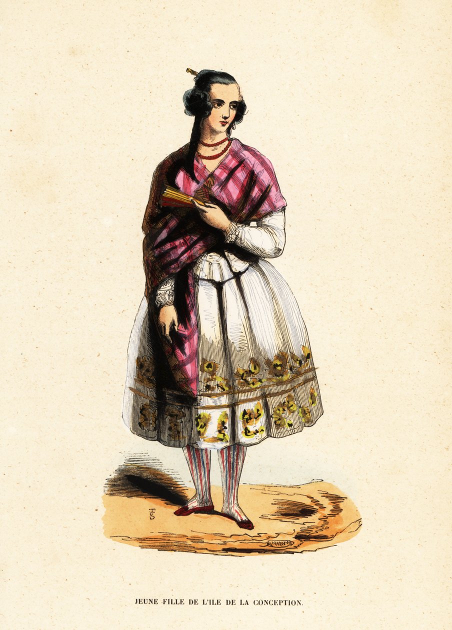 Young Mapuche girl of the city of Concepcion, Chile by Belgian School