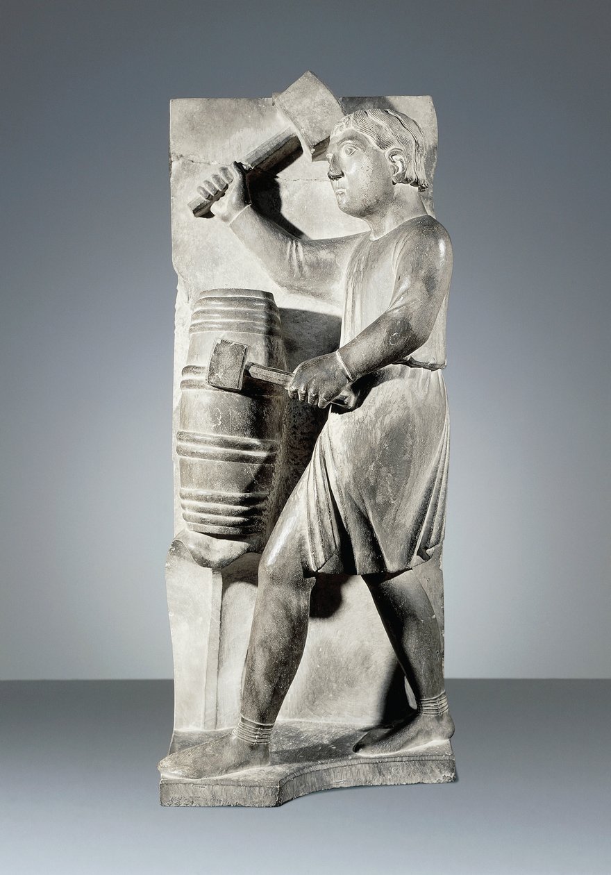 August, statue from Cycle of Months, Baptistery of Parma by Benedetto Antelami